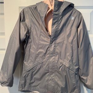 North Face Gray 3in1 coat with Hood and Water-Resistant Material size M (10-12)